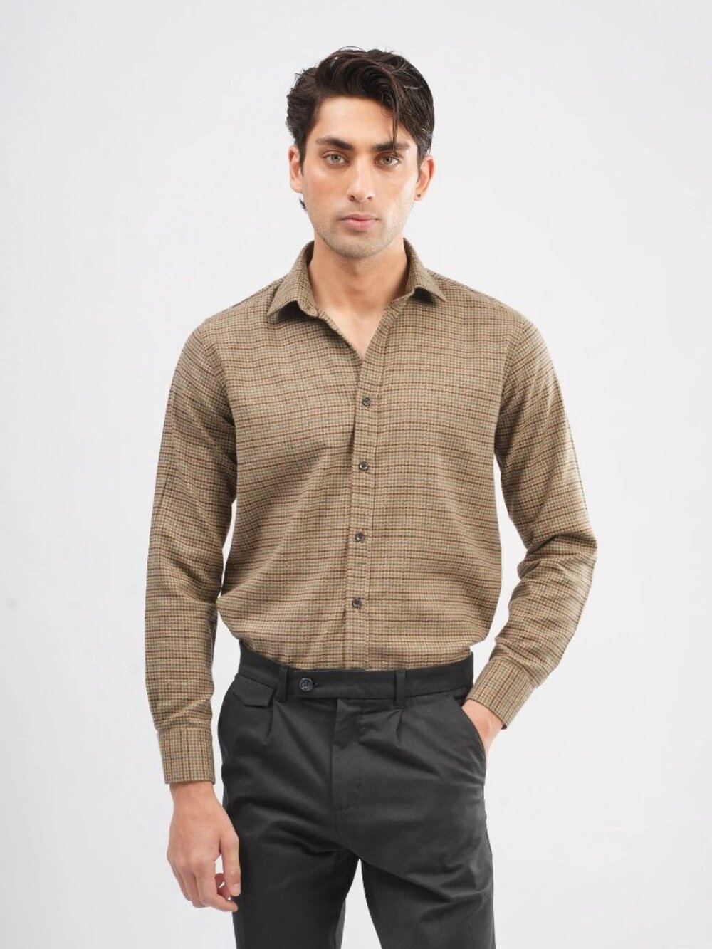 Lauren Ralph Lauren Plaid Button Down Shirt Long Sleeve Elbow Patches Brown Size